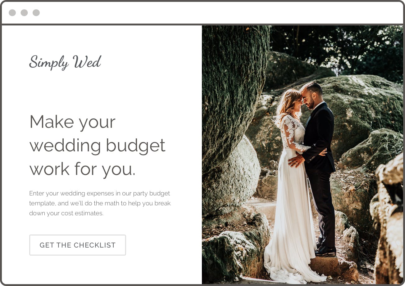 landing page for wedding photographer lead magnet