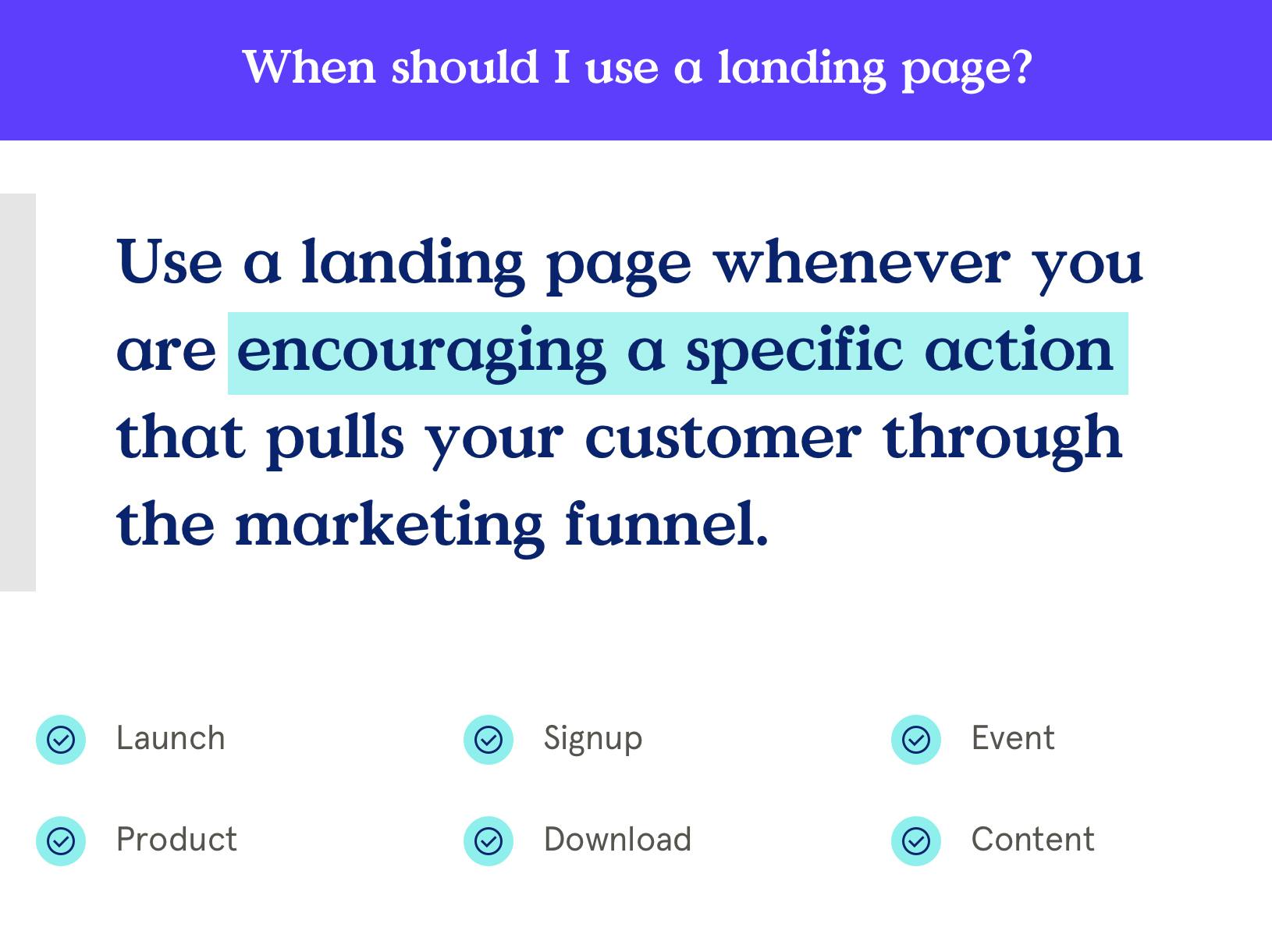 when to use a landing page