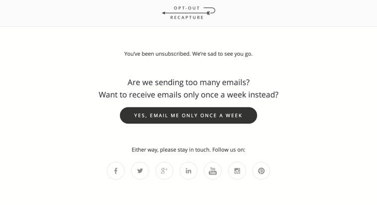 Unsubscribe Recapture Page
