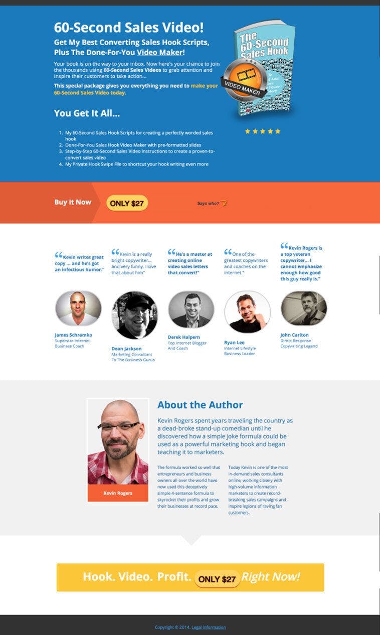 eadPages user and author Kevin Rogers created this fantastic sales page from the just-released Book Sales Page inside LeadPages.