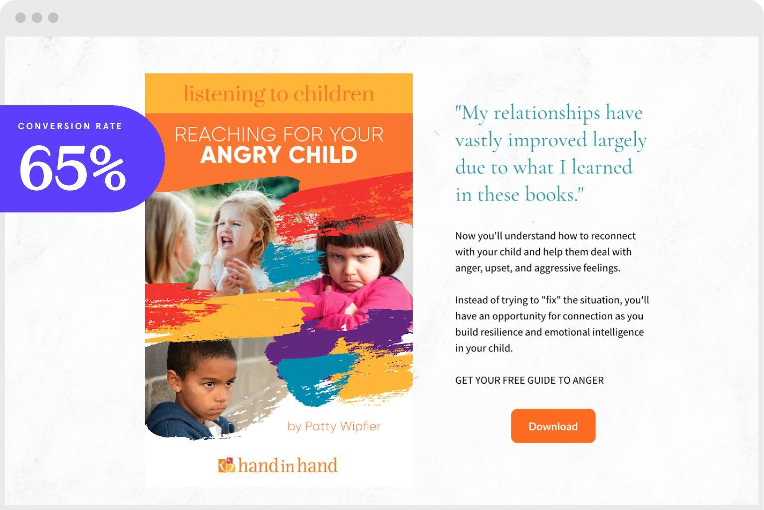 Hand in Hand ebook landing page example
