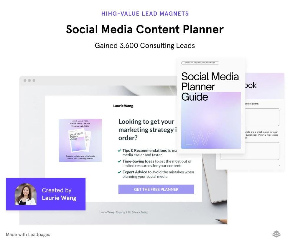 Lead Magnet Example Leadpages Laurie Wang Social Planner
