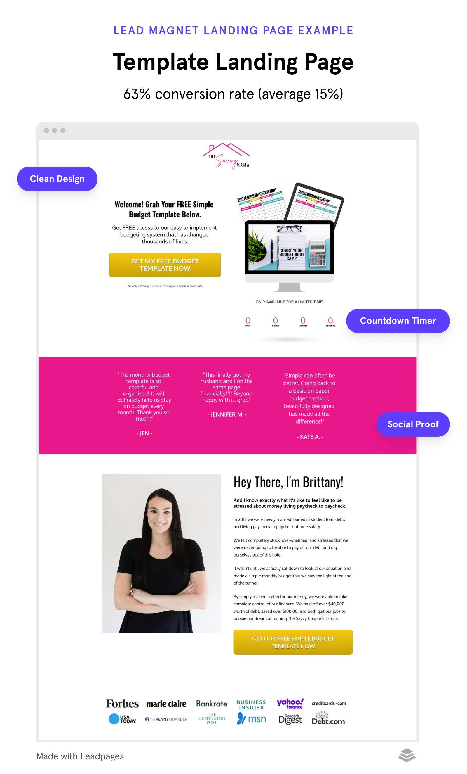 Template lead magnet landing page example