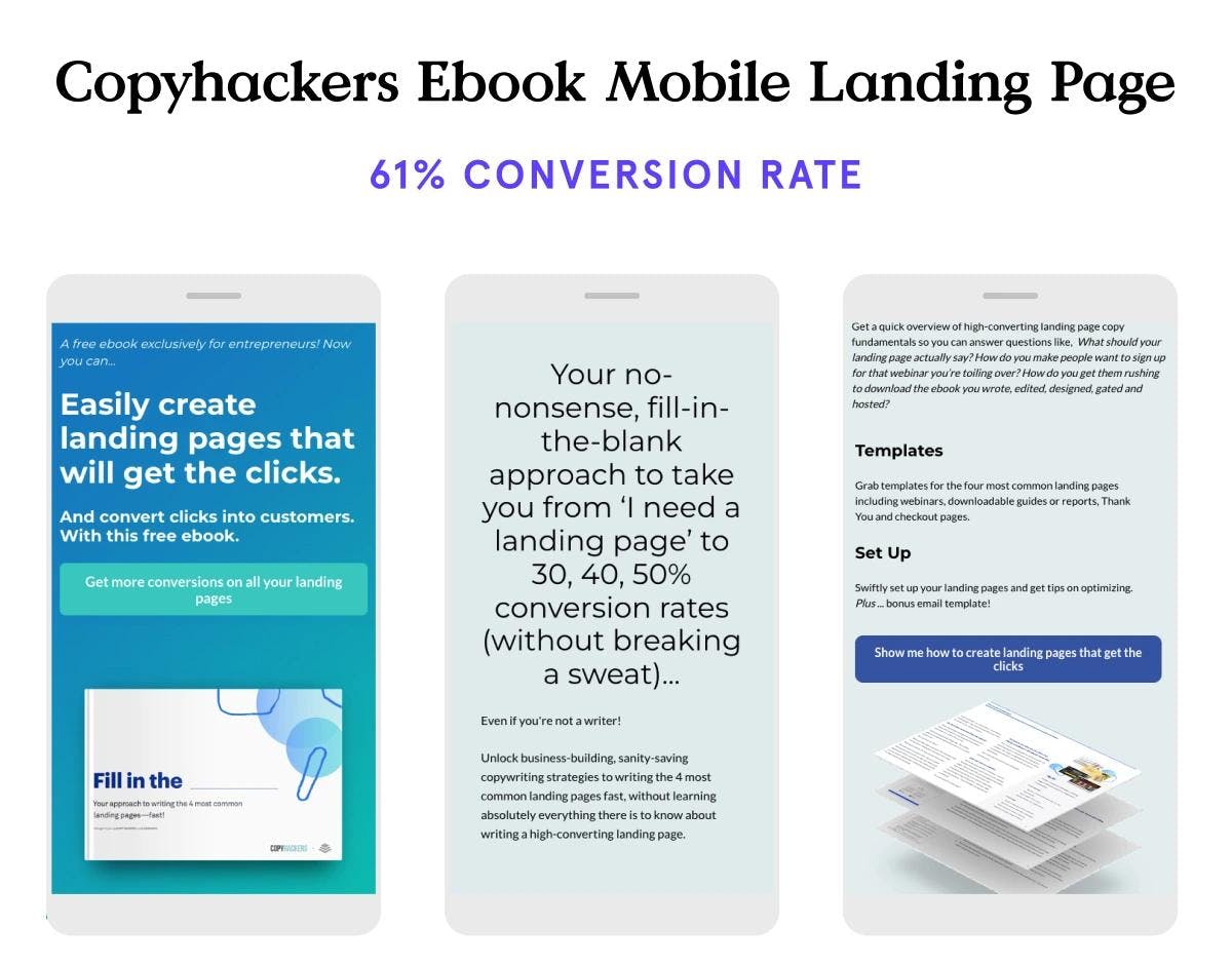 Ebook mobile landing page example