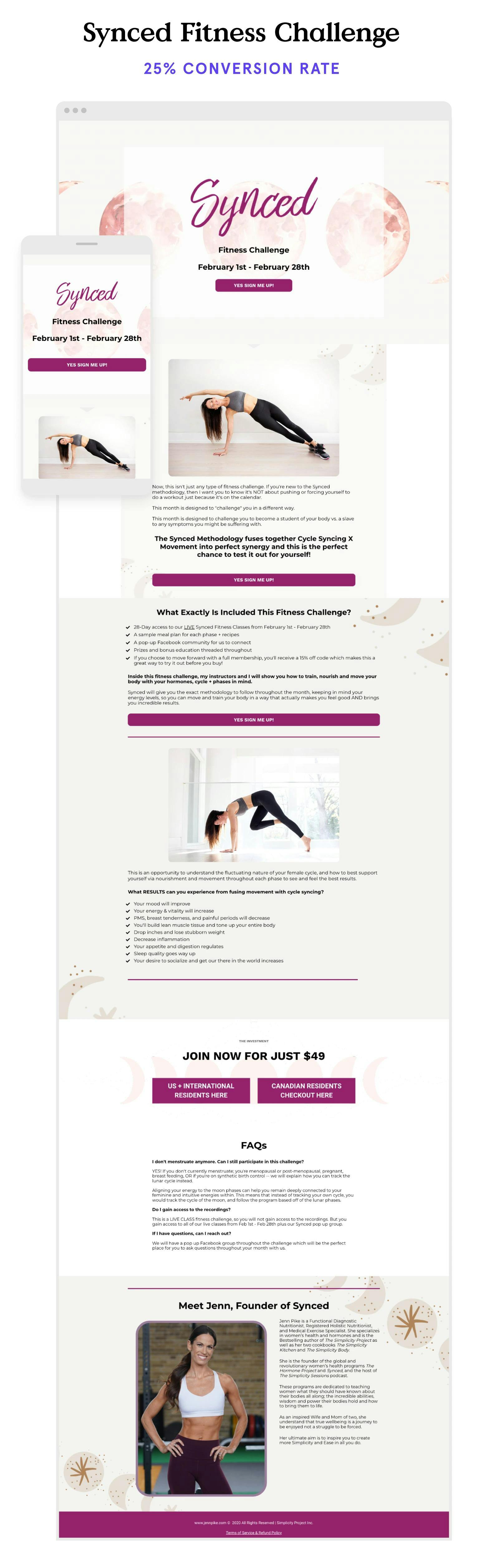Challenge fitness landing page example