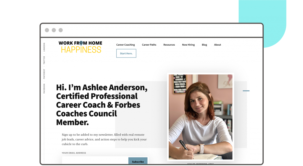 Work From Home Happiness website hero section
