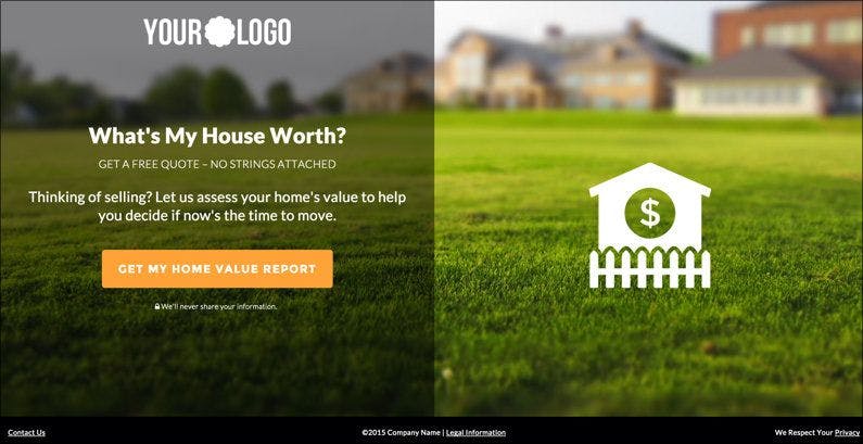 Home Value Template for real estate lead generation