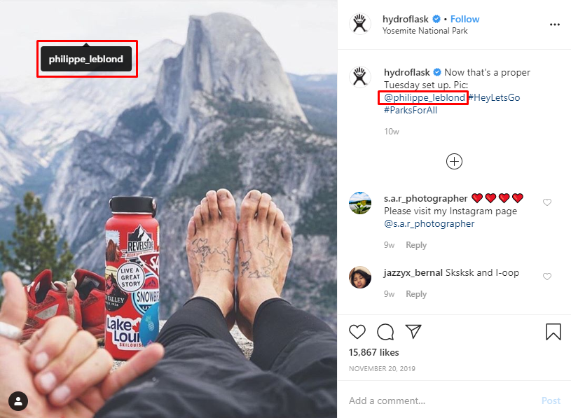 Hydroflask's Instagram– Collaborate with niche influencers to help get leads and sales from Instagram.
