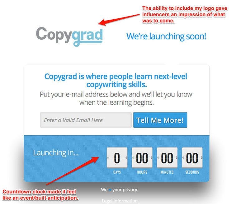 Before my site even launched, I used this launching soon page from LeadPages so my site would pass the eye test.