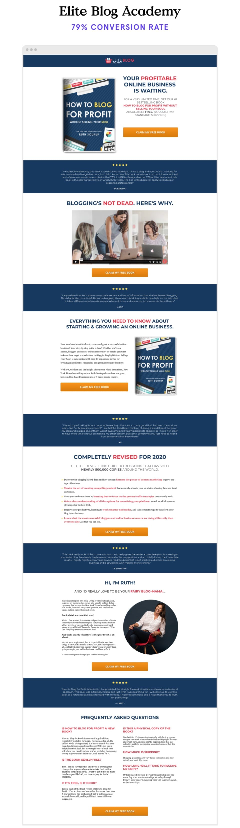 Ebook long-form landing page example