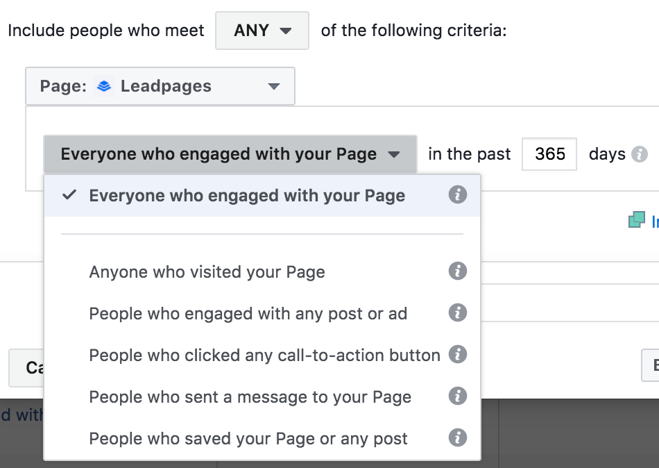 Fb Custom Audience Engagement Page