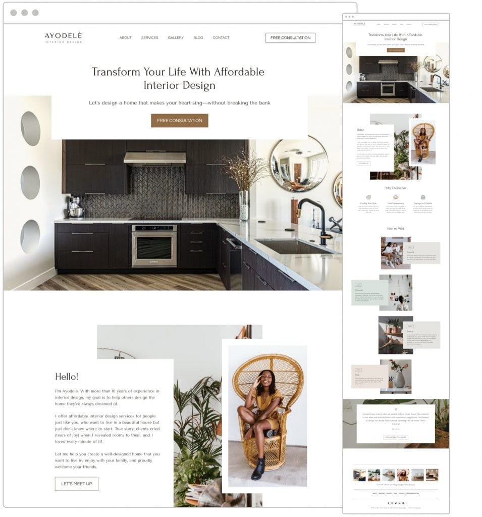 Free website template for interior designers, decorators, architects and creatives