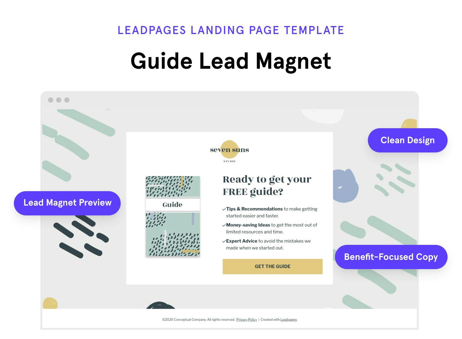 Free guide lead magnet landing page template