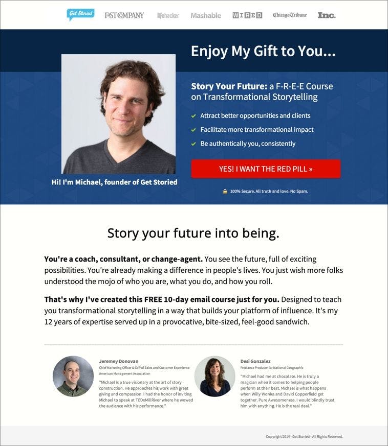 Get Storied Landing Page