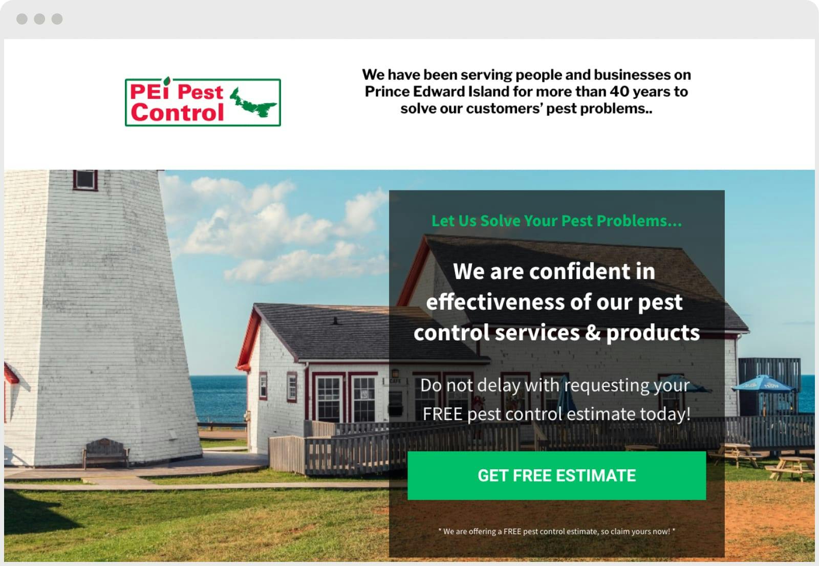 bottom-of-funnel lead magnet landing page example for a free estimate