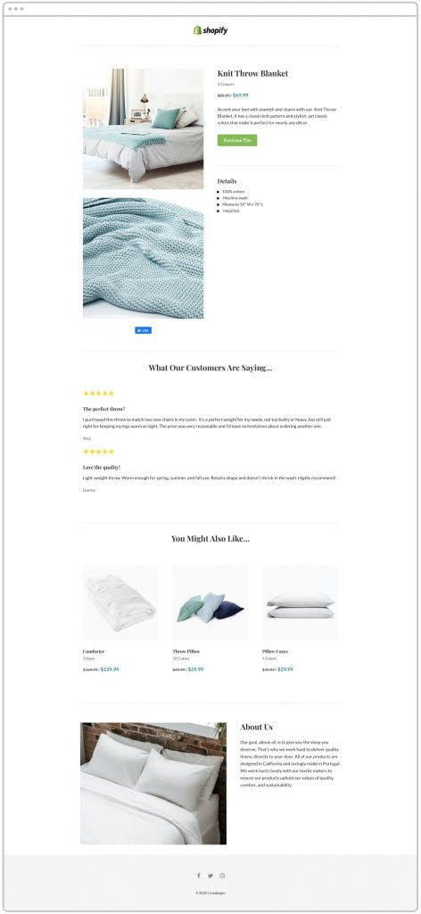 Leadpages Landing Page Template for Selling One Shopify Item
