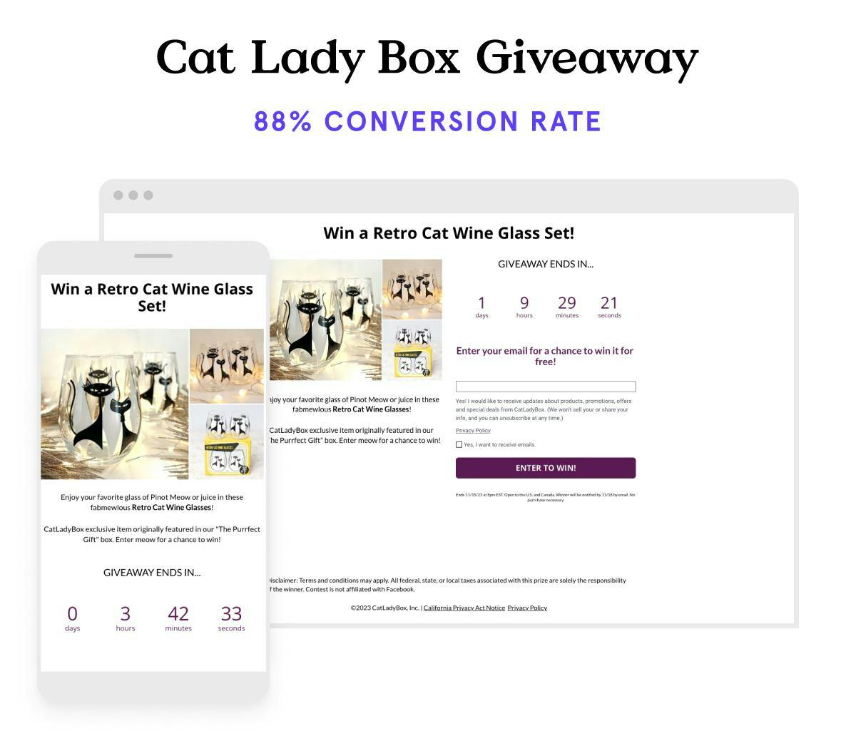 Wine glass giveaway landing page example