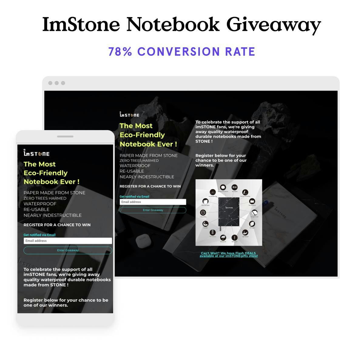 Notebook giveaway landing page example