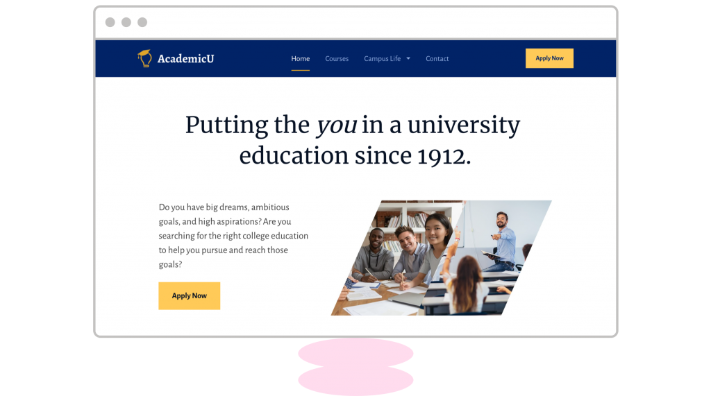 homepage design Leadpages AcademicU template