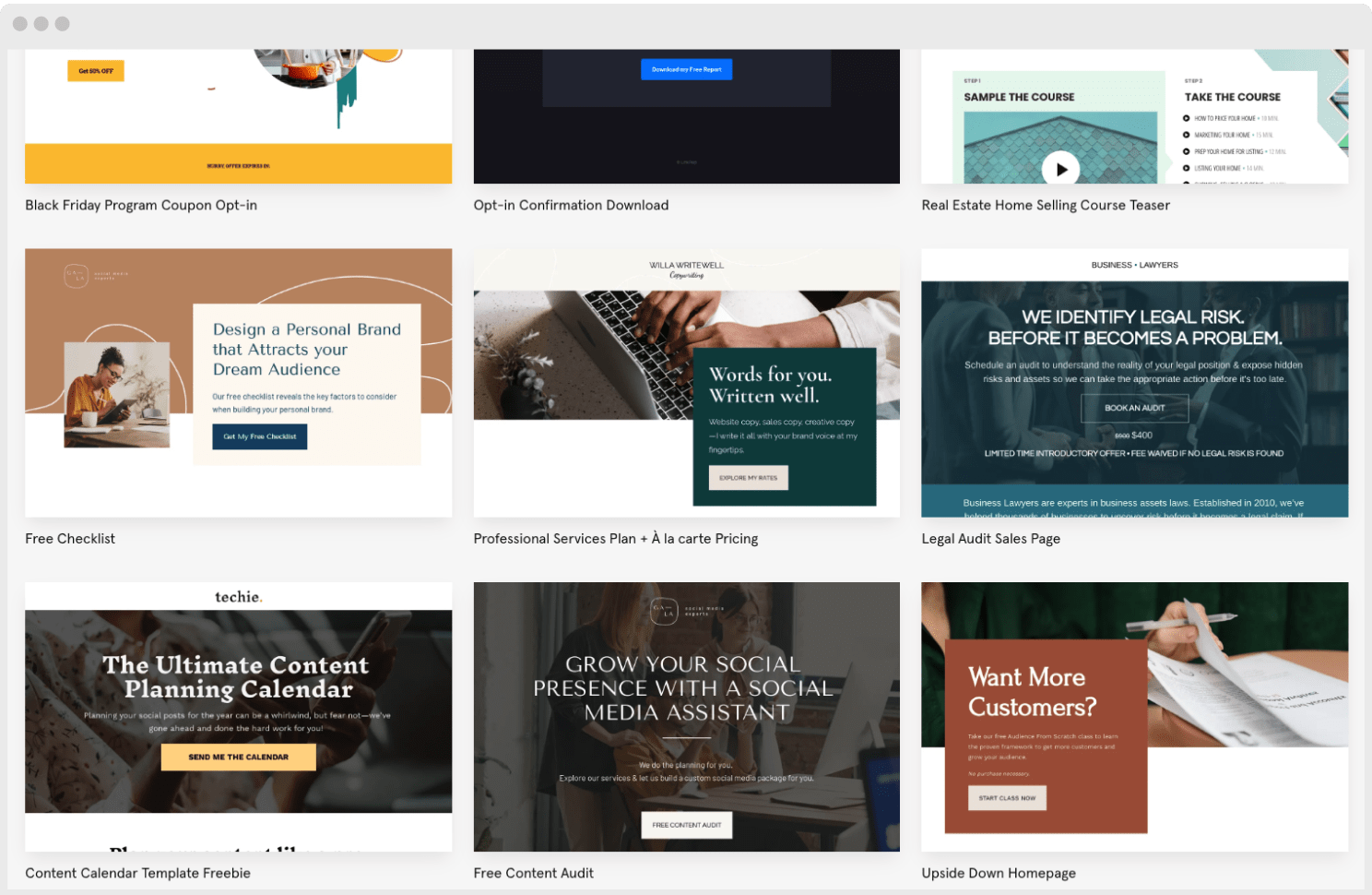 landing page template gallery with free professional templates 