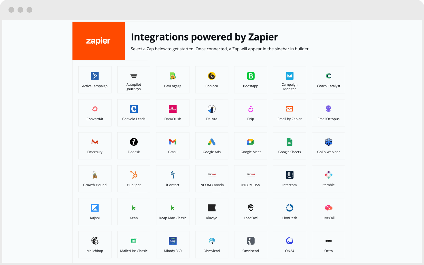 Integrations Zapier Screenshot