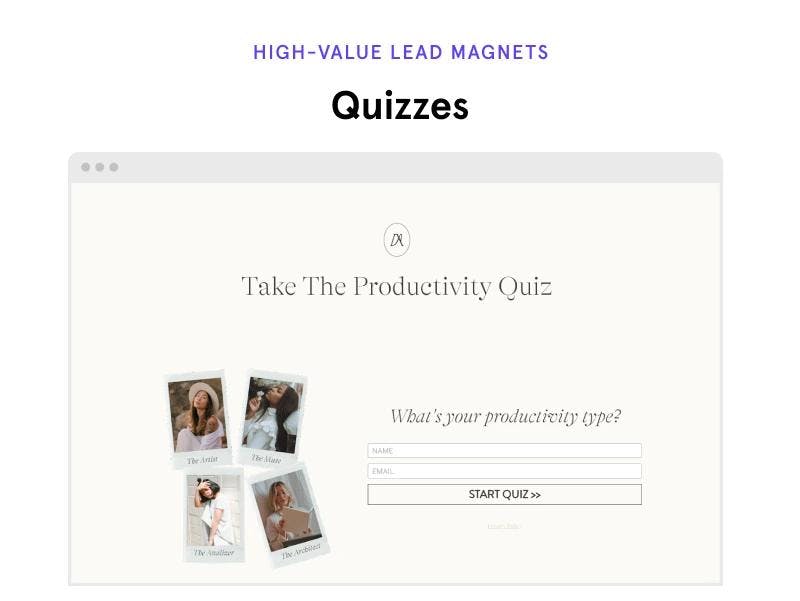 Quiz lead magnet example
