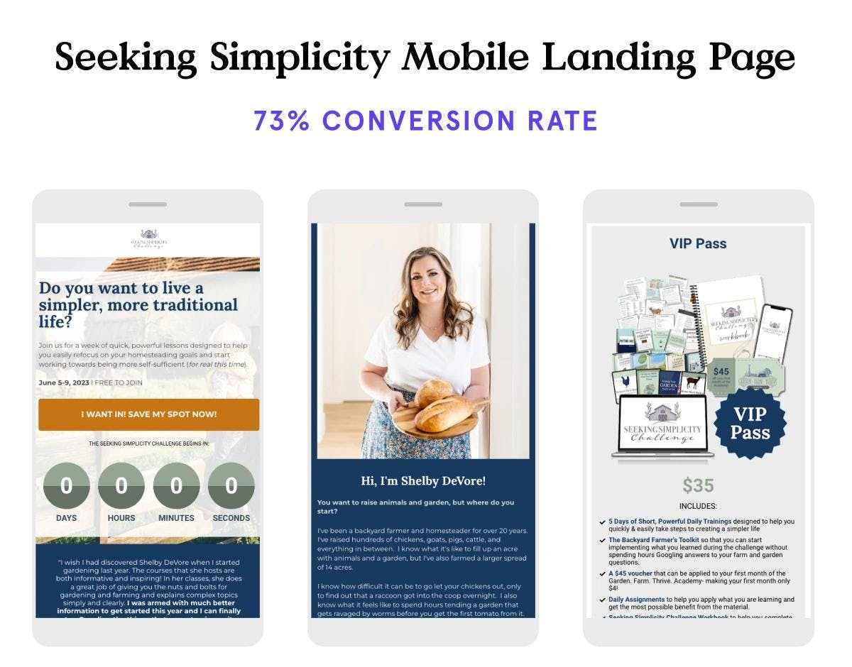 Homesteading mobile landing page template