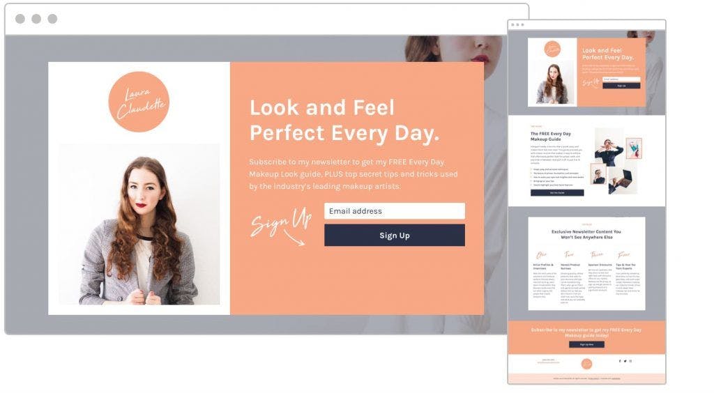 Beauty/Makeup Newsletter Sign-Up Landing Page Template - A versatile landing page template for promoting your blog or newsletter