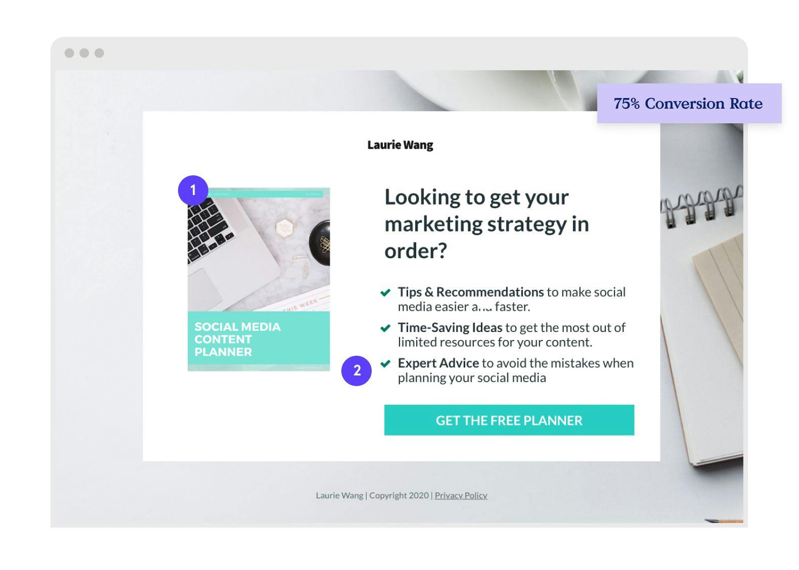 Laurie Wang lead generation landing page