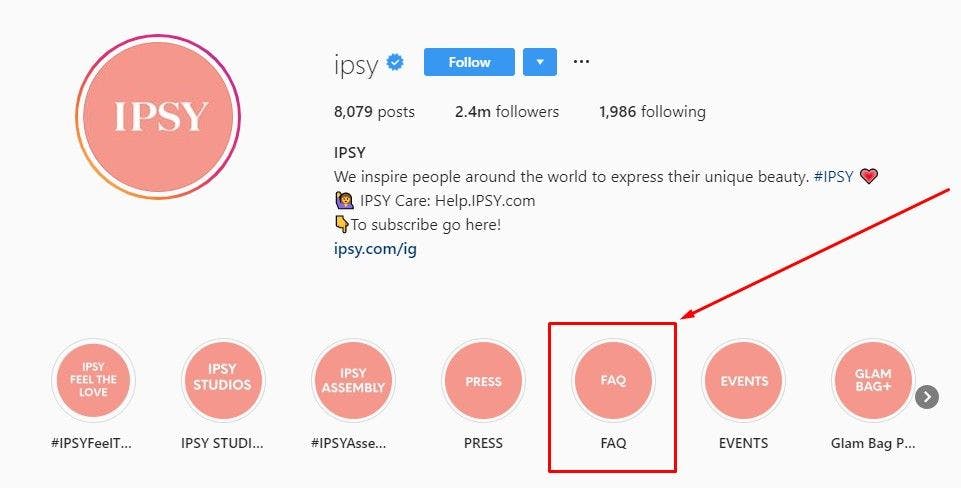 Ipsy on Instagram–Handle a Q&A session to help get leads and sales from Instagram 