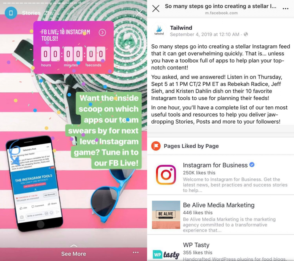 Tailwind on Instagram–Use the countdown sticker to help get leads and sales from Instagram 