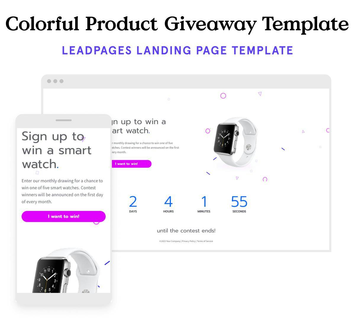 Product giveaway landing page template