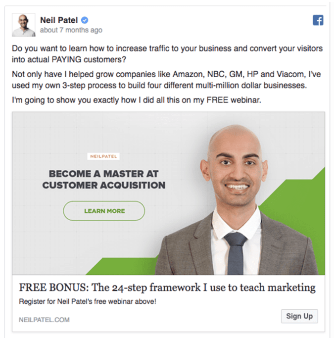 Best Facebook Ad Examples - Neil Patel