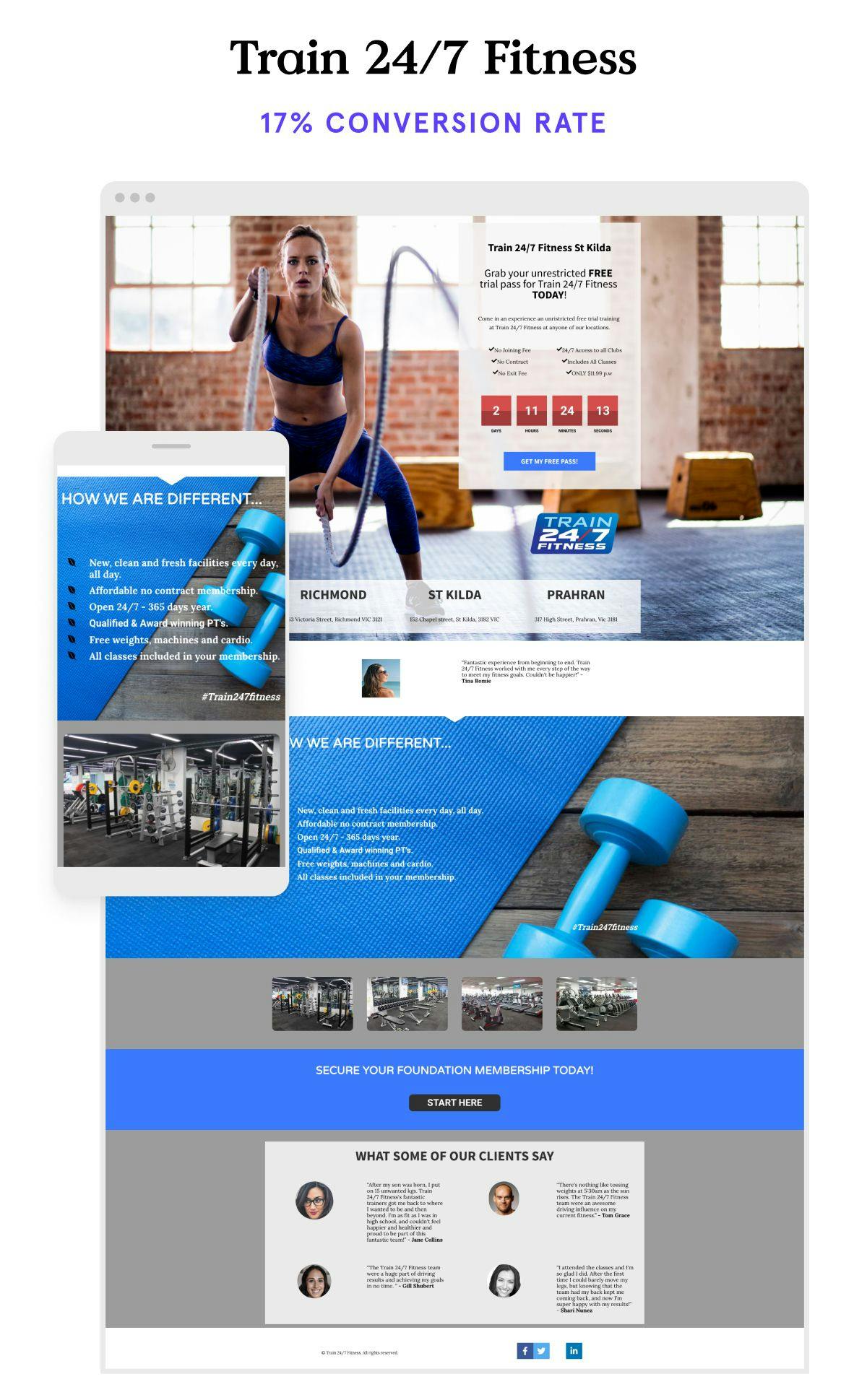 Free Trial Landing Page Example Fitness