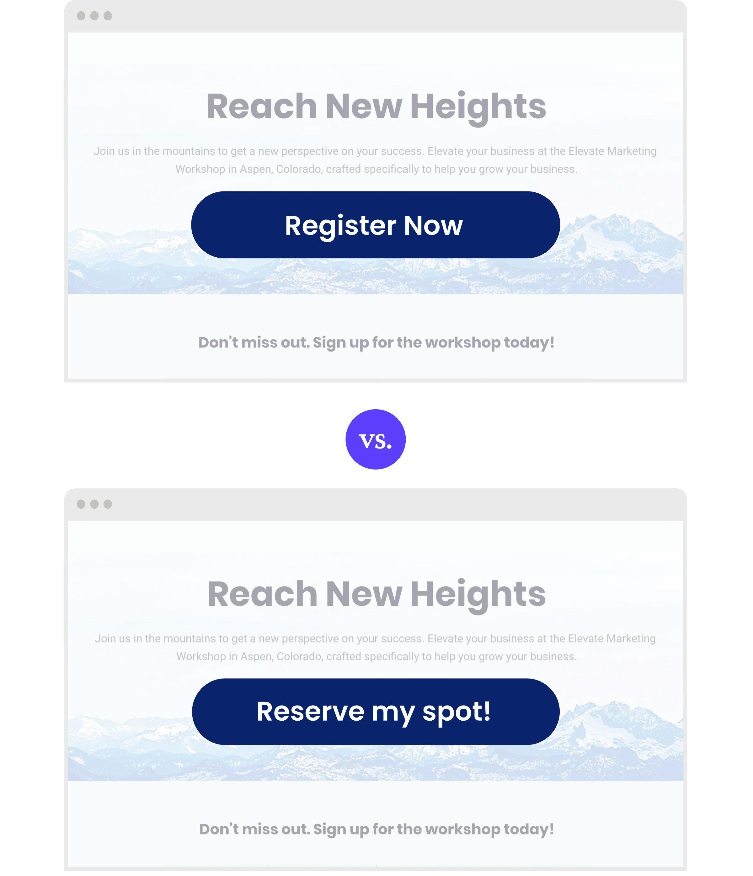 A/B testing landing page call-to-action
