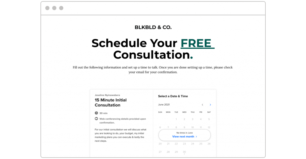 free consultation BlkBld.Co landing page