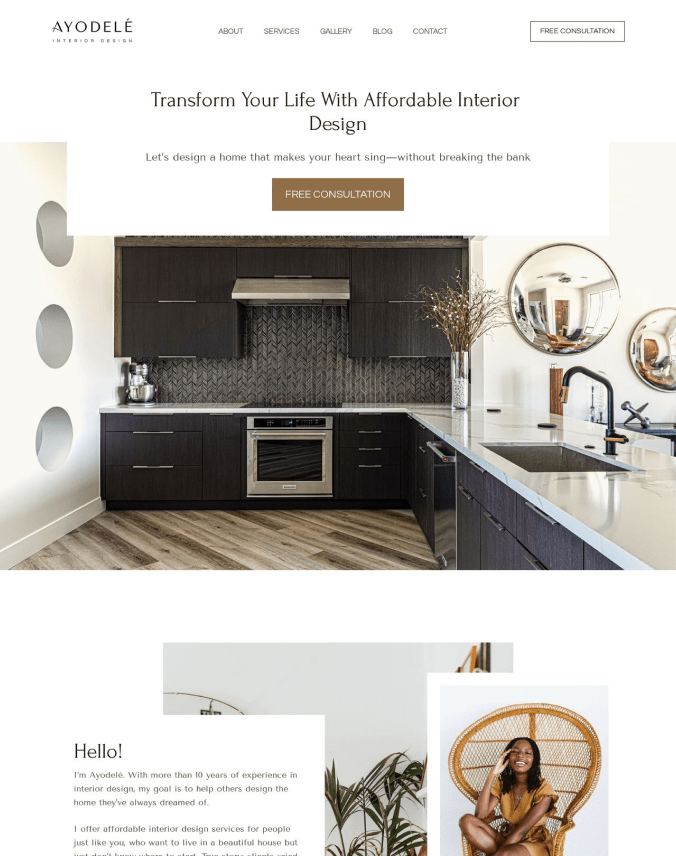 website template for interior decorator or small business