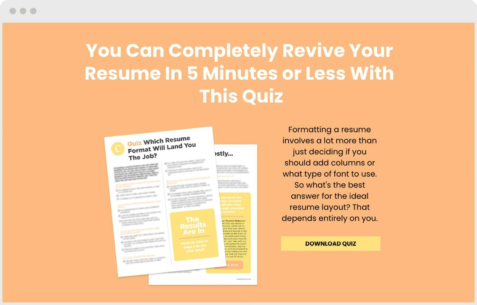 top-of-funnel lead magnet quiz landing page example