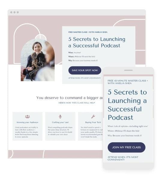 Free opt-in mobile landing page template