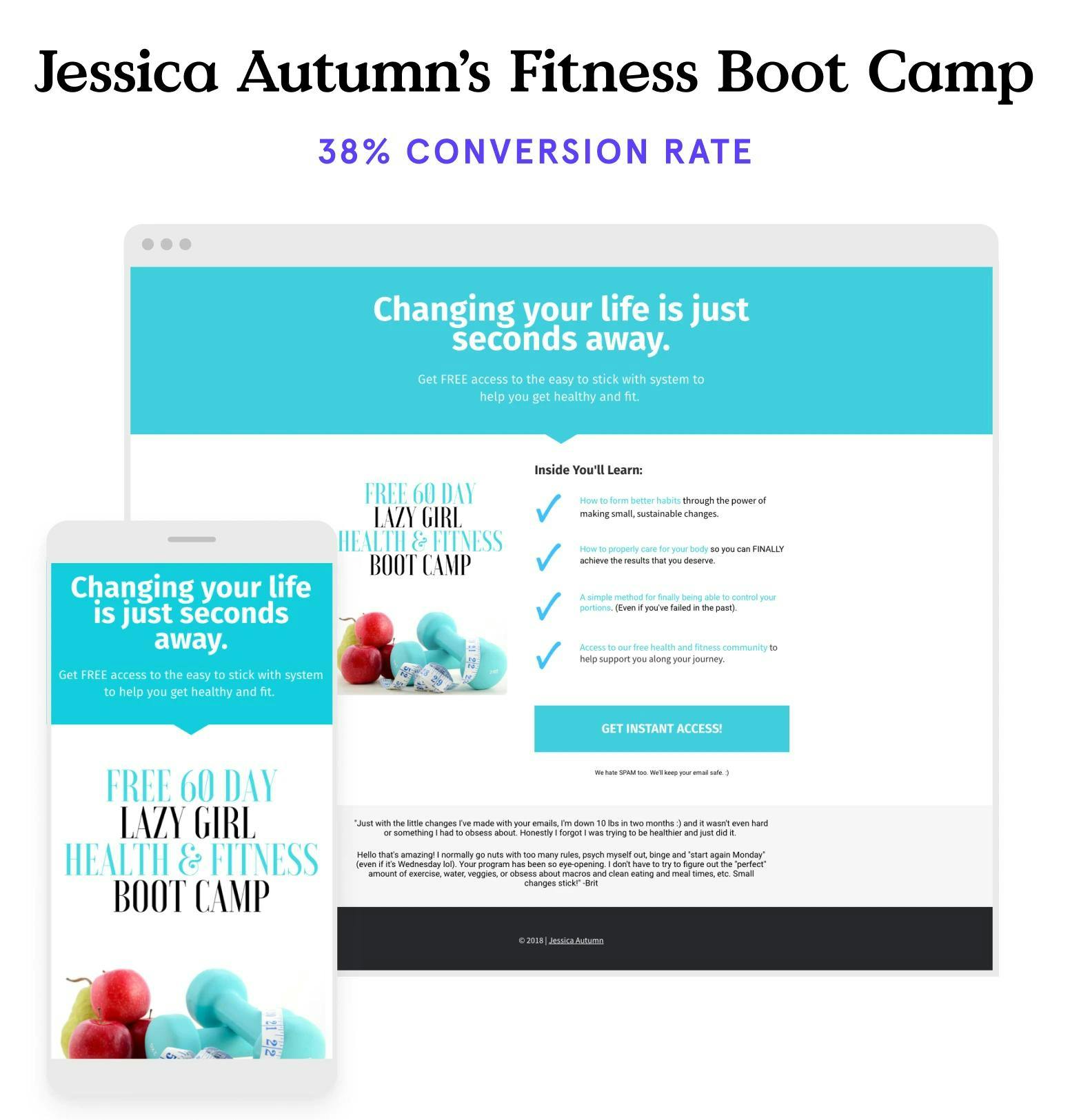 Boot camp fitness landing page example