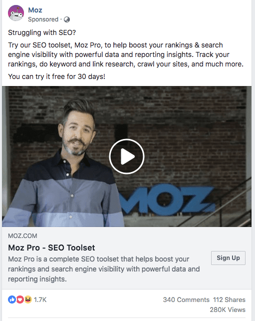 Moz Ad shows power of social proof