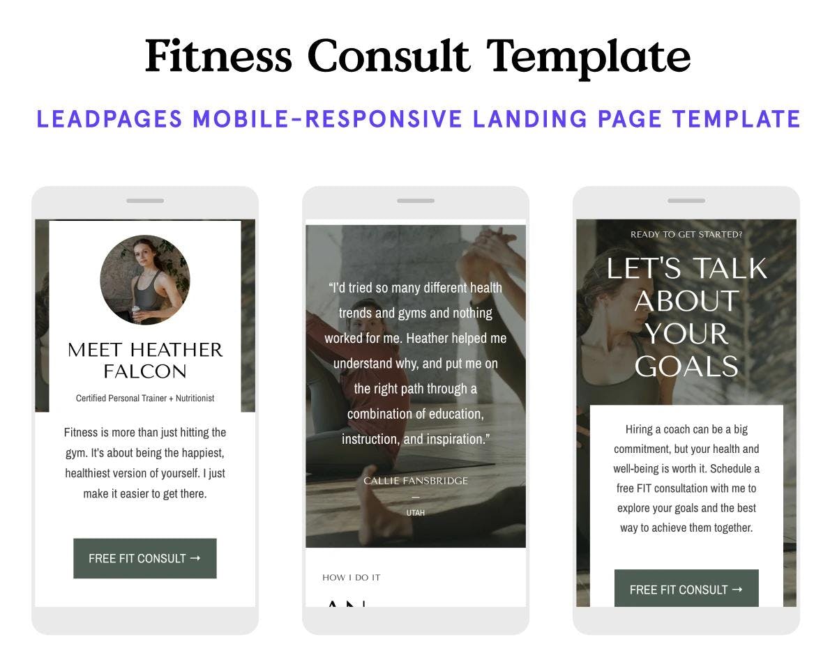 Fitness landing page template