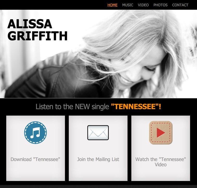 Alissa Griffith uses the Front Page for Number 1 Book System Marketplace Template for big calls to action.
