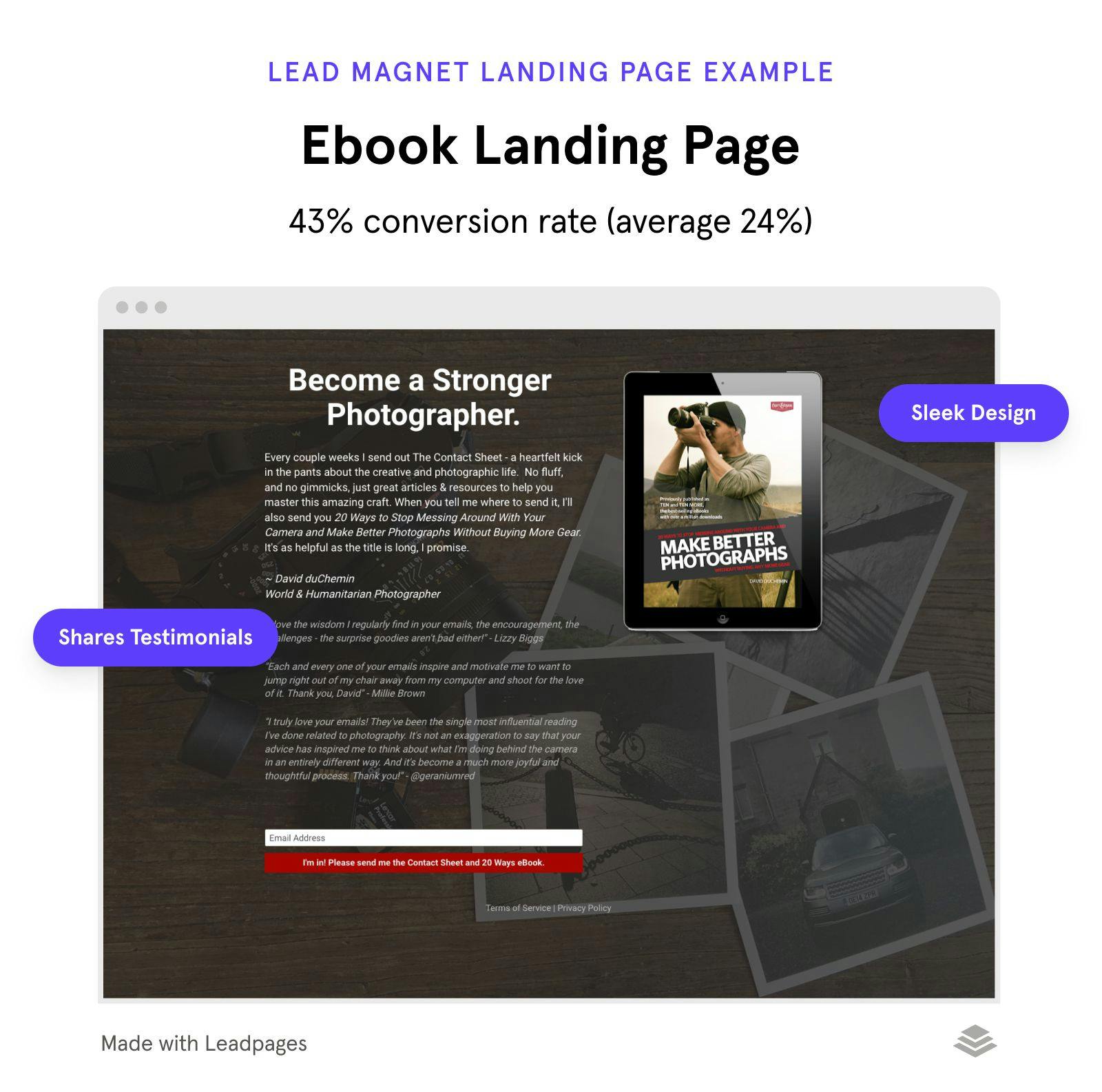 Ebook lead magnet landing page example