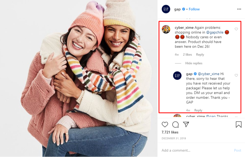 GAP on Instagram–Provide customer service to help get leads and sales from Instagram 