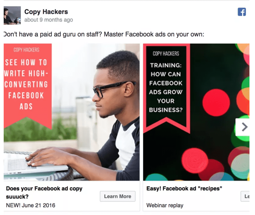 Best Facebook Ad Examples - Copyhackers
