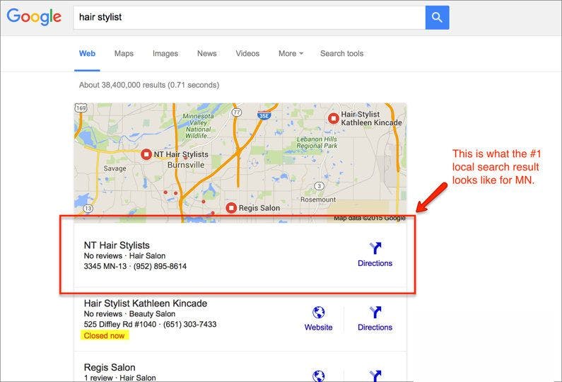 Local Google SEO Results