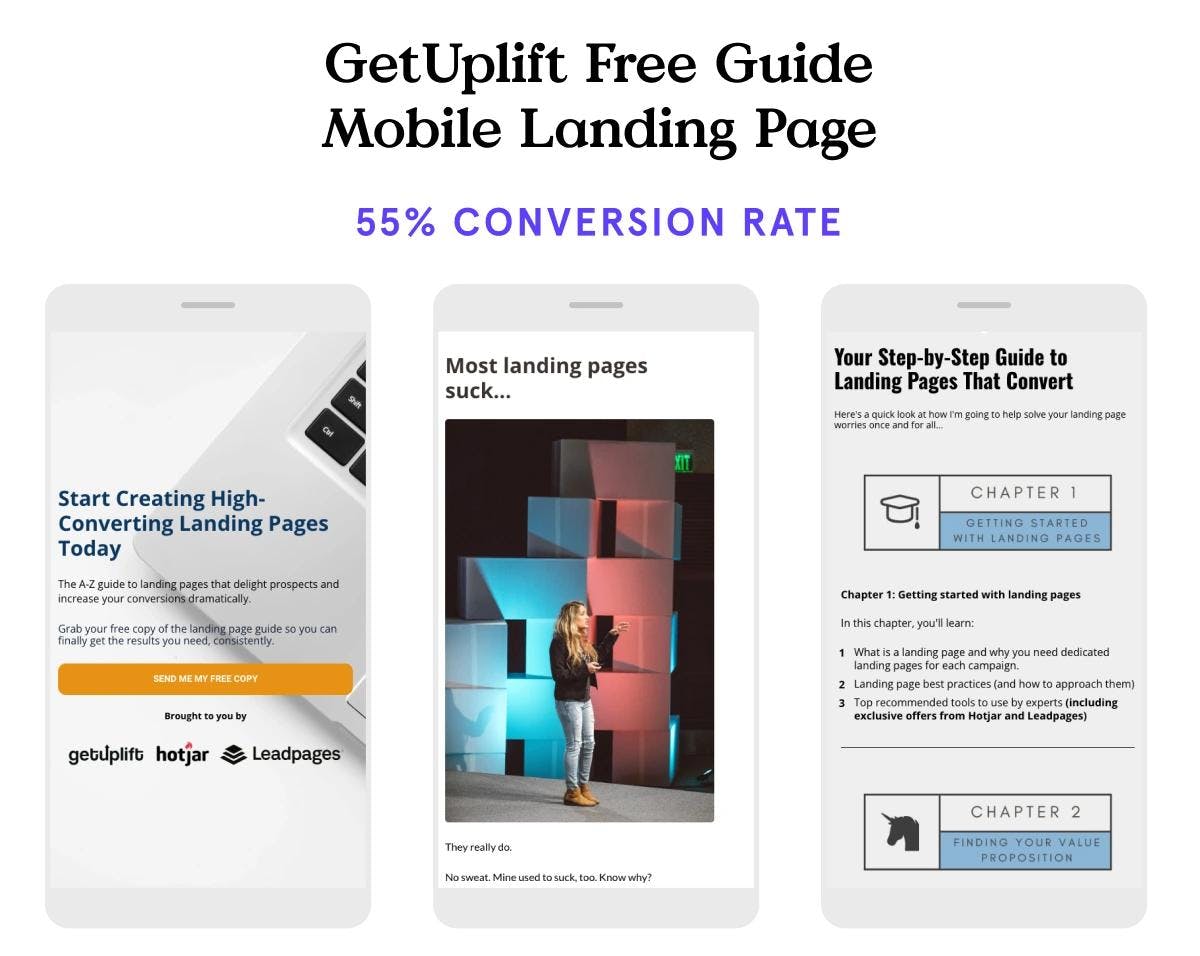 Free guide mobile landing page example