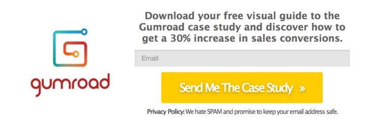 In the control for this split test, Tim used the Gumroad logo on his LeadBox to reinforce the Gumroad brand.