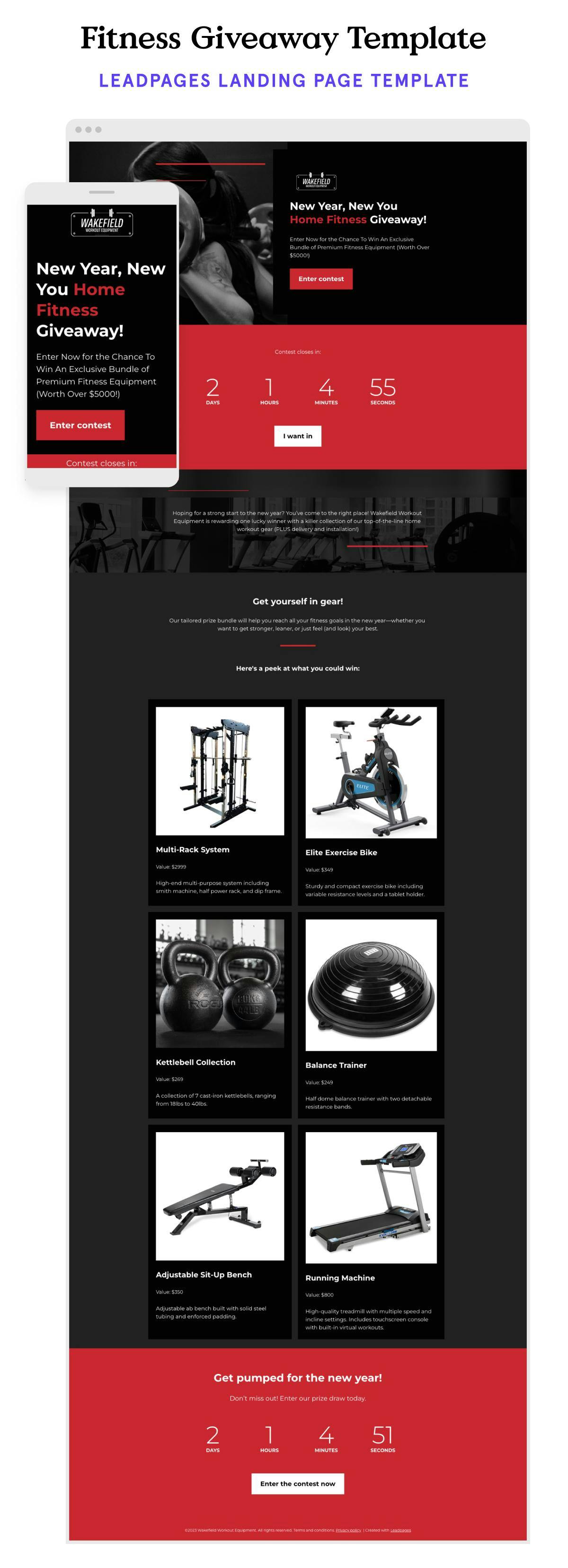 Fitness giveaway landing page template